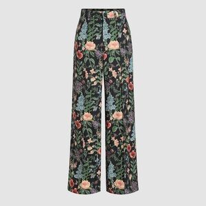 Cider Floral Print Long Trousers - Black